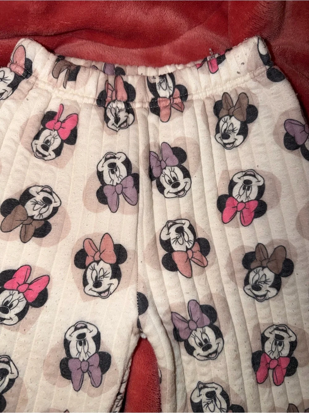 Girls' Cream Minnie Mouse Print Pullover Sweatshirt and sweatpants